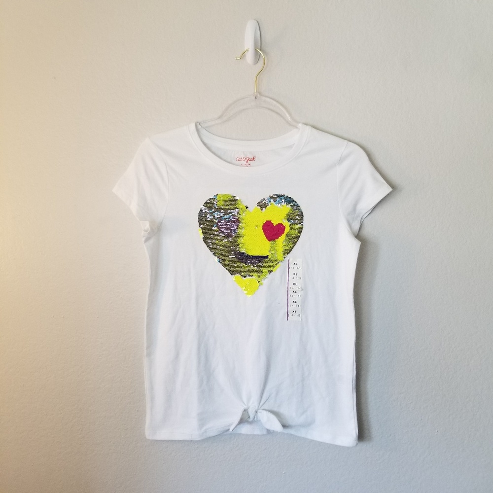 SOLD 💫 Happy Face White T-Shirt Junior XL NWT - Picture 1 of 7